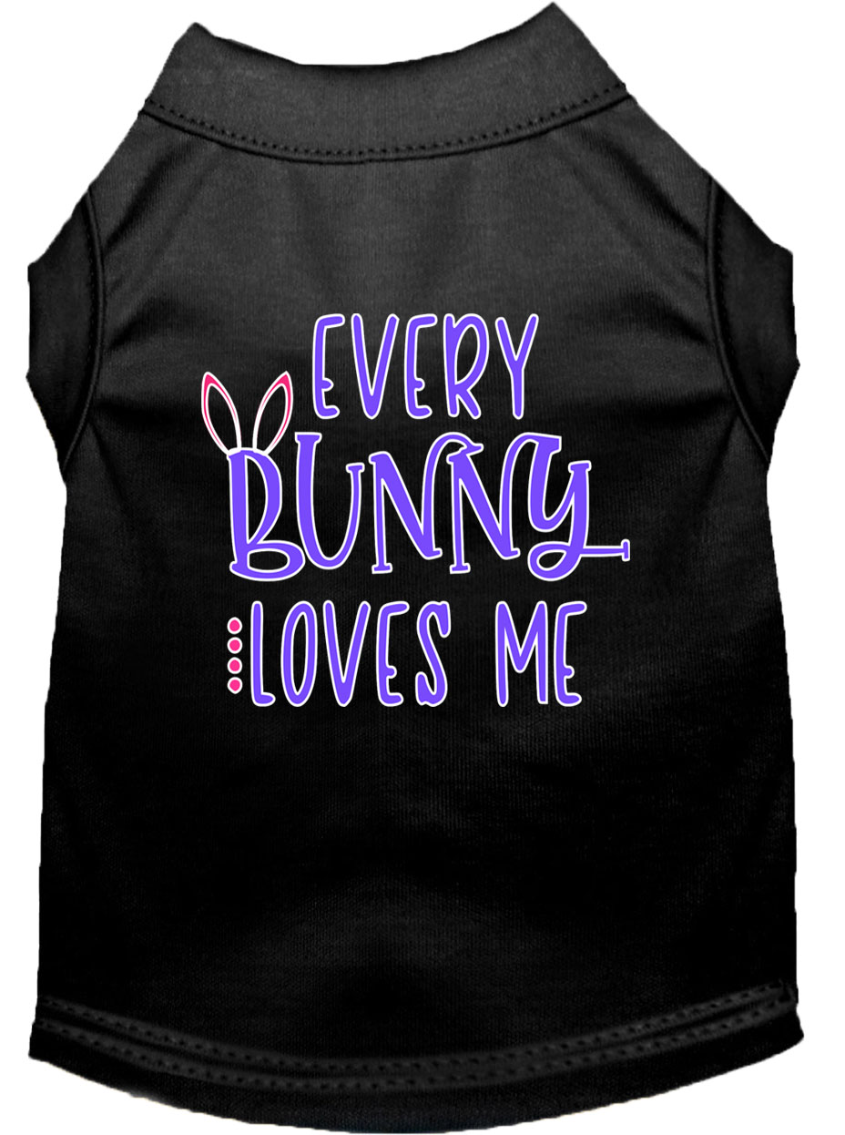 Every Bunny Loves me Screen Print Dog Shirt Black Sm
